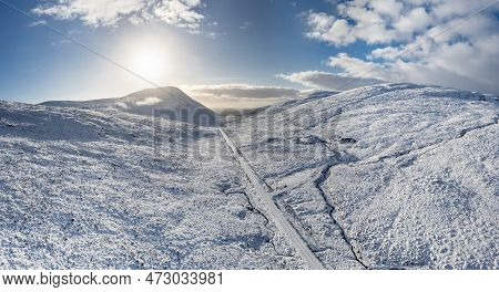 The Snow Covered Glenveagh Mountains And Glen In County Donegal - Republic Of Ireland