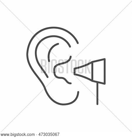 Ear Exam Line Outline Icon Isolated On White