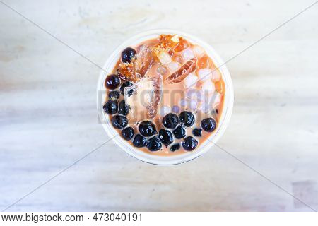 Milk Tea Or Thai Tea Or Bubble Tea For Serve