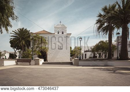 View On The Church Of Yaiza And Plaza De Los Remedios On Lanzarote, Canary Islands