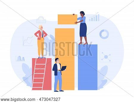 Comparison Bar Chart Creating Flat Concept Vector Spot Illustration