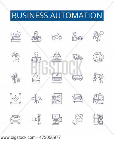 Business Automation Line Icons Signs Set. Design Collection Of Automation, Business, Processes, Soft