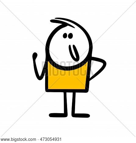 Funny Positive Cartoon Character Says Yes And Makes A Hand Gesture.