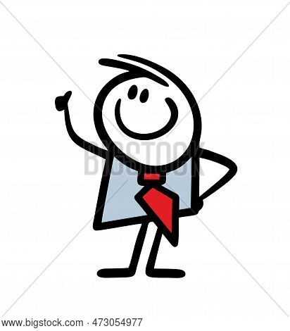 Positive Man In A Business Suit Gave A Thumbs Up And Shows A Gesture Of Approval.