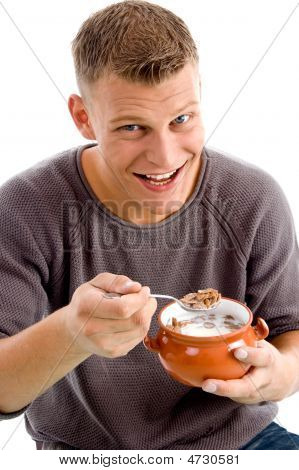 Alimentos - hombre Sexy comer cereales