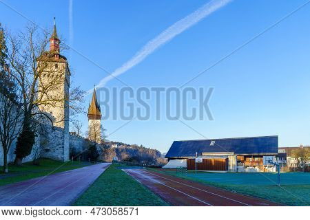 View Of The Old City Walls (musegg), In Lucerne (luzern), Switzerland