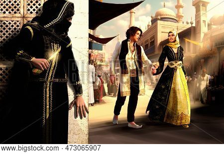 Love Is In The Air, But Danger Lurks In The Shadows! In This Oriental Bazaar, A Young Royal Couple W