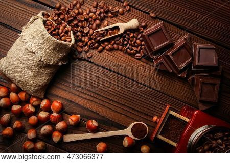 A Coffee Grinder And Coffee Background A