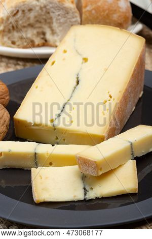 Cheese Collection, French Morbier Semi-soft Cow Milk Cheese With Black Mold Layer