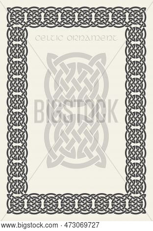 Celtic Knot Braided Frame Border Ornament. Rectange Size.