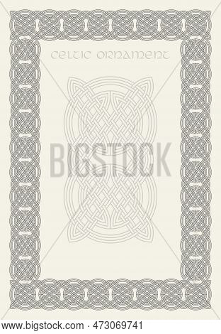 Celtic Knot Braided Frame Border Ornament. Rectange Size.