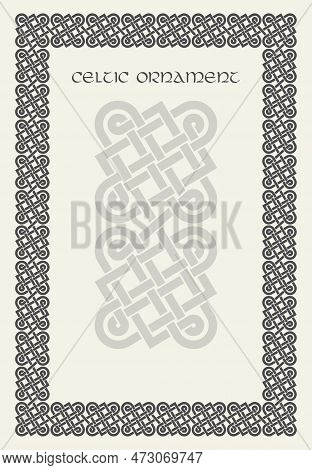 Celtic Knot Braided Frame Border Ornament. Rectange Size.