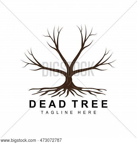 Tree Logo Design, Dead Tree Illustration, Wild Tree Cutting, Global Warming Vector, Earth Drought, P