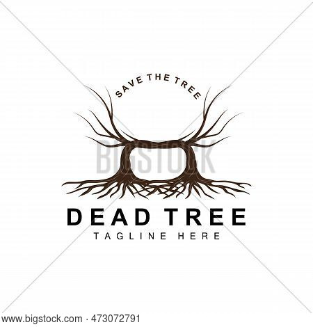 Tree Logo Design, Dead Tree Illustration, Wild Tree Cutting, Global Warming Vector, Earth Drought, P