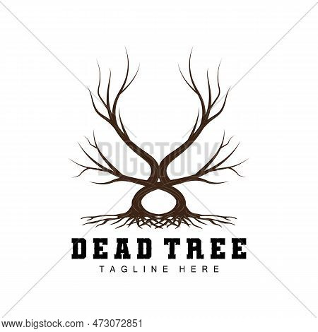 Tree Logo Design, Dead Tree Illustration, Wild Tree Cutting, Global Warming Vector, Earth Drought, P