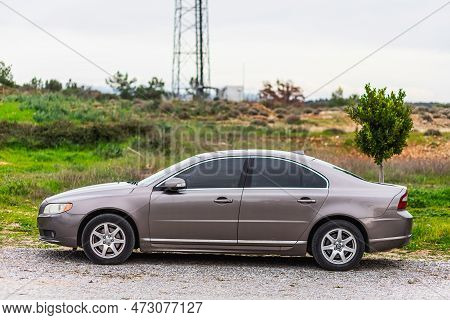 Side, Turkey - February 04 2023:     Gray Volvo S60    Is Parked  On The Street On A Warm  Day Again