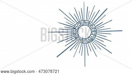 Sun Moom Star Ray Starry Night Illustration Elements Blue And Gold Beautiful Art Hand Drawing