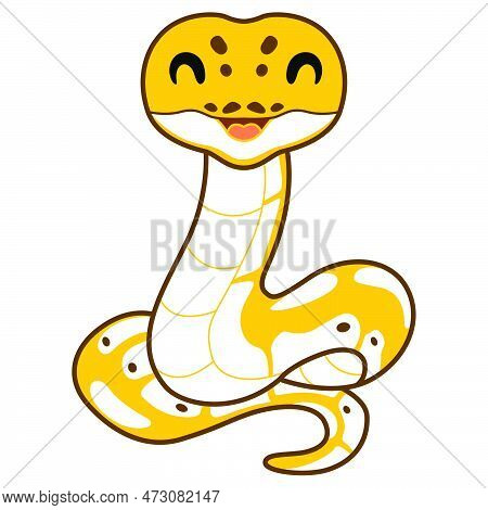 Vector Illustration Of Cute Pastel Ivory Ball Python Cartoon