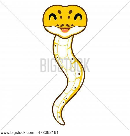 Vector Illustration Of Cute Pastel Ivory Ball Python Cartoon
