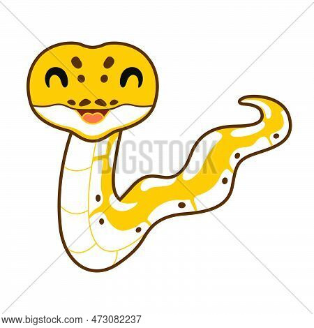Vector Illustration Of Cute Pastel Ivory Ball Python Cartoon