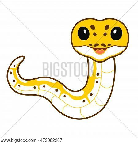 Vector Illustration Of Cute Pastel Ivory Ball Python Cartoon