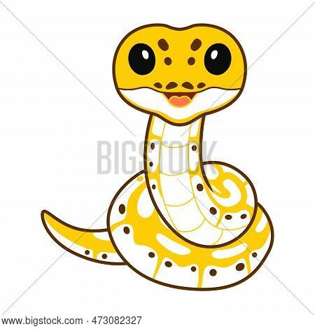 Vector Illustration Of Cute Pastel Ivory Ball Python Cartoon