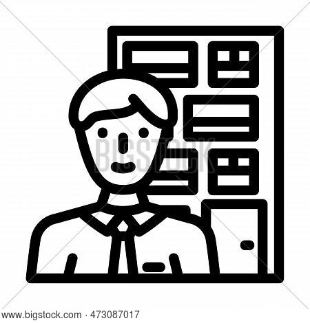 Facilities Manager Repair Worker Line Icon Vector. Facilities Manager Repair Worker Sign. Isolated C