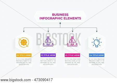 Business Strategy And Classification Flowchart Vector With Colorful Shapes. Business Or Work Process