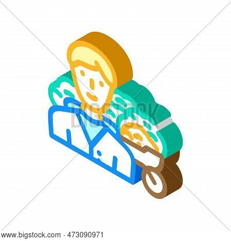 Property Caretaker Repair Worker Isometric Icon Vector. Property Caretaker Repair Worker Sign. Isola