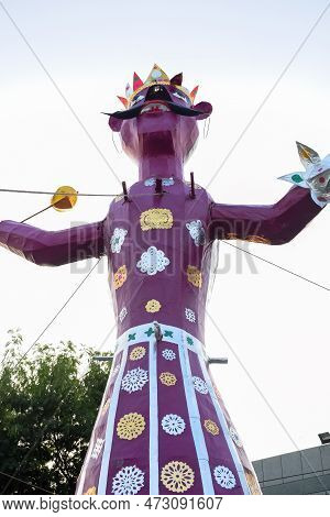 Ravnans Being Ignited During Dussera Festival At Ramleela Ground In Delhi, India, Big Statue Of Rava