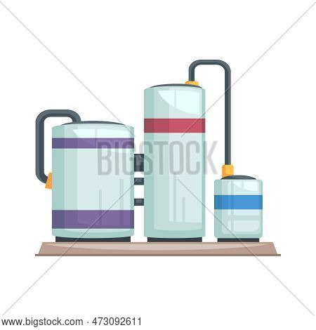 Tank Cisterns Flat Factory Equipment Vector Illustration