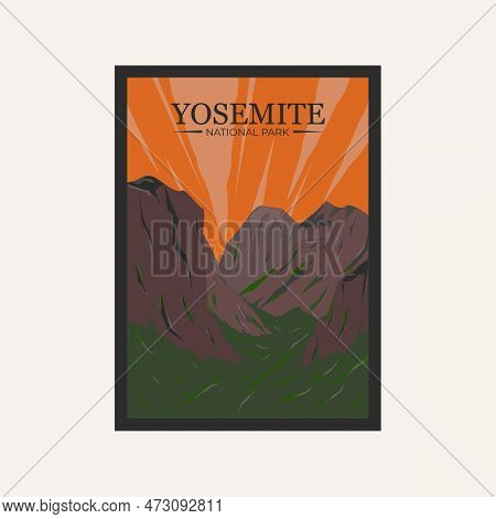 Yosemite National Park Poster Background Art Vector Design Illustration