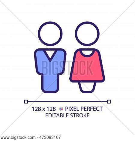 Wc Door Sign Pixel Perfect Rgb Color Icon. Restroom Entrance In Public Center. Unisex Toiler Mark. L