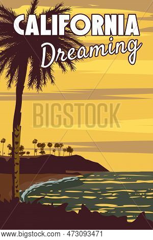 California Deaming Retro Travel Poster, Laguna Beach