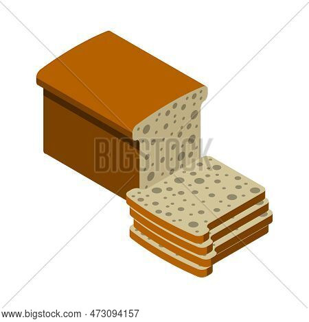 Sliced Rye Or Wholemeal Bread Loaf Isometric Icon 3d Vector Illustration