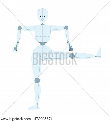 Humanoid Robot Mimicking Dance Semi Flat Color Vector Character