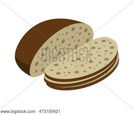 Isometric Sliced Loaf Of Wholemeal Or Rye Bread 3d Vector Illustration