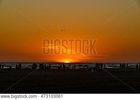 Beautiful Sunset On The Beach Of Conil De La Frontera, Cádiz