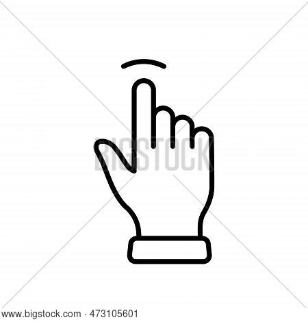 Tap Gesture Of Computer Mouse. Pointer Finger Black Line Icon. Cursor Hand Linear Pictogram. Touch C
