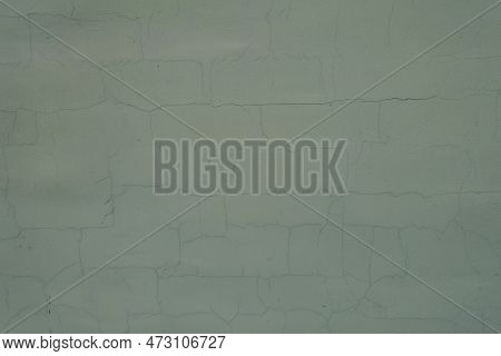 Background - Dark Subdued Green Painted Wall With Cracks