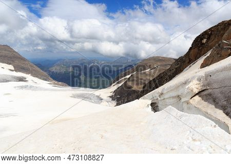 Mountain Snow And Glacier Panorama And Grossglockner High Alpine Road In Glockner Group, Austria