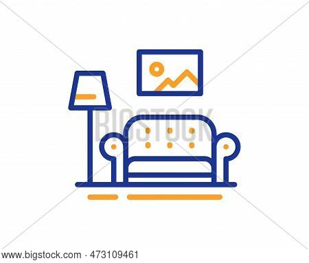 Furniture Line Icon. Home Interior Sign. Living Room Symbol. Colorful Thin Line Outline Concept. Lin