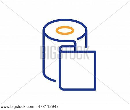 Paper Wallpaper Line Icon. Paper Towels Sign. Cling Film Roll Symbol. Colorful Thin Line Outline Con