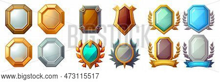 Set Vector Illustration Of Winner Golden Trophy Victory Game Champion Ui