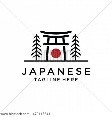 Torii Or Japanese Traditional Gate Logo Vector Illustration Design. Modern Creative Torii Illustrati