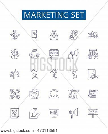 Marketing Set Line Icons Signs Set. Design Collection Of Marketing, Set, Strategy, Promotion, Ads, M