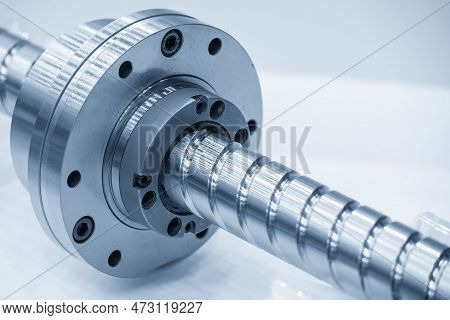 Closeup Scene The Spare Parts  Lead Ball Screw Set. The Hi-precision Cnc Machine Part Manufacturing 