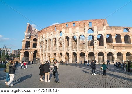 Rome, Italy - December 7, 2022: Famous Colosseum In Rome.