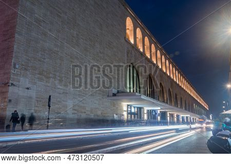 Rome, Italy - December 7, 2022: Roma Termini At Night.