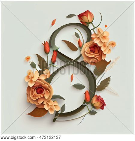 Set Vector Illustration Of Bloming Flowers Isolate Background International Womens Day And Spring Fe